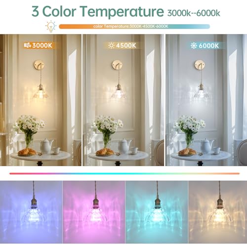 Image of Shenmoyl Vintage Battery Operated wall sconces Set of 2, Wall Lamps with Clear Lily of the Shade Pattern Glass, Adjustable Chain Gold Wall Lights, sconces wall Decor for Stairway Living Room Doorway