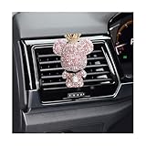 FSTURIOS Bling Car Vent Clip, Rhinestone Bear Ornament Vent Clip with Fragrance Cotton Pad, Cute Crystal Bear Perfume Clips Car Air Freshener for Women Girl, Car Accessories (Pink)