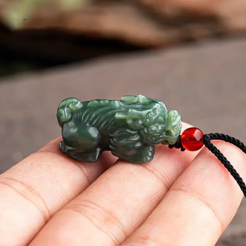 Collier pendentif Pixiu en jade de Hetian véritable sculpté