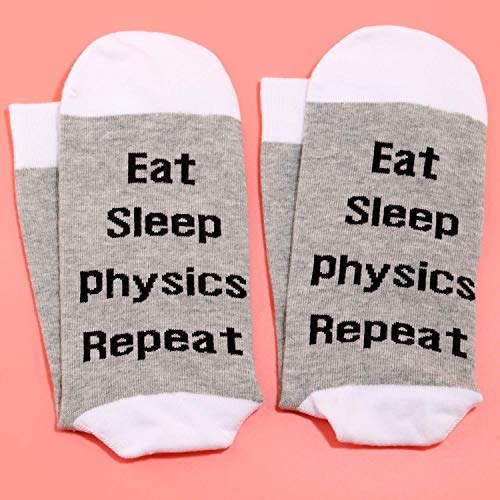 Image of LEVLO Physics Fans Socks Sports Lovers Gift Eat Sleep Physics Repeat Cotton Socks for Physics Lovers (2 Pairs /Set-Mid Calf -1)