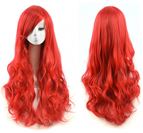 AneShe Wigs 32" Women Wig Long Spiral Curly Heat Resistant Hair Cosplay Wig (Red)