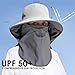 Outdoor Sun Hat Detachable Neck Face Flap UPF 50+UV Protection Visor Fishing Hats with Neck Flap for Men & Women Light Grey