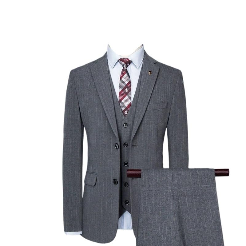 Slim Fit 3 Piece Suit for Men with Vest Pants Formal Business Tuxedo for Wedding Office Party Wear(Gray,X-Large)
