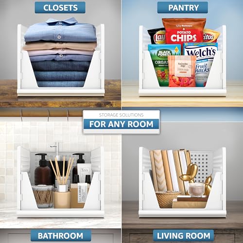 Image of Sorbus 3 Pack Folding Closet Shelf Organizer for Clothes - Versatile Stackable Storage Baskets for Closet, Bathroom, Kitchen and Garage - Easy Access Open Front Design - Plastic Organizer Shelves