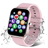 Smart Watch for Men Women Compatible with iPhone Samsung Android Phone 1.69 inch Full Touch Screen IP68 Waterproof Bluetooh Fitness Tracker Heart Rate/Sleep Monitor (Pink)