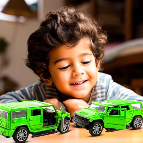 Image of Toy Cloud DieCast Model Cars Hummer Metal Car for Kids Pull Back Action Opening Doors Toy Cars for Boys 5-8 Years - Green