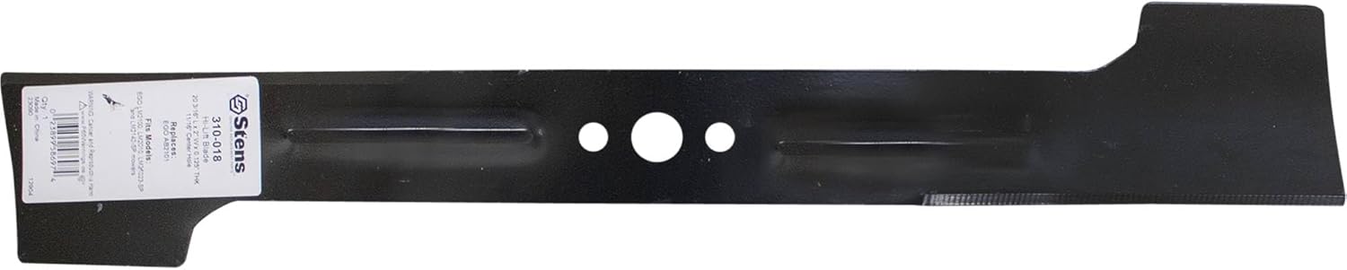 Stens 310-018 Hi-Lift Blade Compatible with/Replacement for EGO LM2100, LM2101, LM21023-SP and LM2142-SP mowers AB2101, CH3706059001 11/16" Center Hole, 1 13/16" Center to Center, 0.125" Thickness