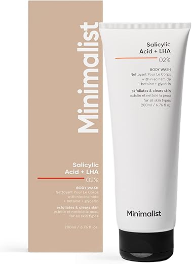 Minimalist 2% Salicylic Acid + LHA Body Wash | For Body Acne, Un-even, Rough & Bumpy Skin | Sulphate (SLS), Dye, & Fragrance Free | Shower Gel For…