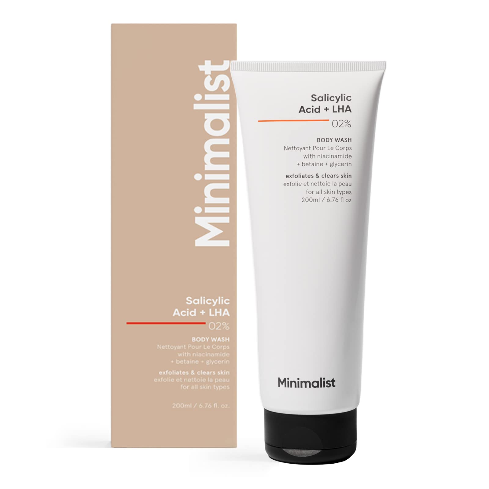 Minimalist 2% Salicylic Acid + LHA Body Wash, 200 ml (Pack of 1)