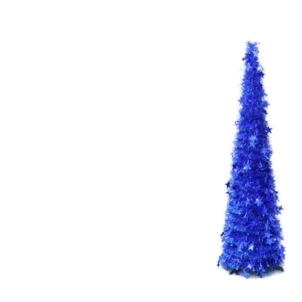 Árbol de Navidad azul de 120 cm de plástico PET para decoración de hogar y fiestas
