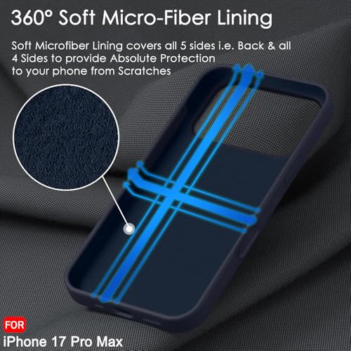 Image of TheGiftKart Liquid Silicone Back Cover Case for iPhone 17 Pro Max | Soft Micro-Fibre Lining Inside | Camera & Screen Protection | Shockproof Back Cover Case for iPhone 17 Pro Max (Silicone, Blue)