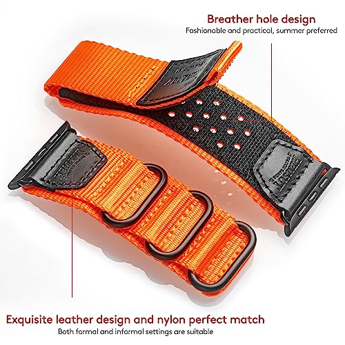 Compatible with Apple Watch Band 38/40/41/42/44/45/49/46mm,Rugged Replacement Nylon Strap With Three Buckle Loop Design For iWatch Ultra 3/2/1 - Image 4