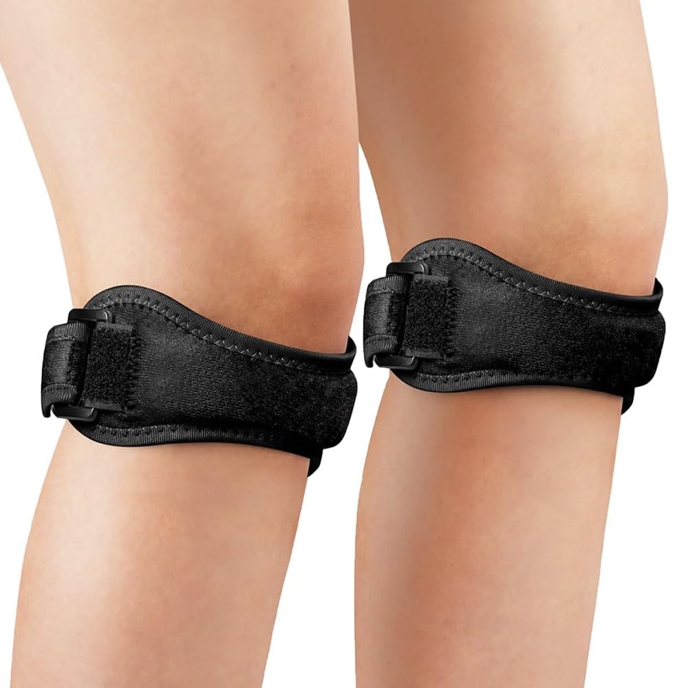 2 Pack Knee Braces for Knee Pain Relief，Knee Strap Support Band，Patella Knee Strap Stabilizers for Running,Volleyball,Tennis,Gym,Hiking,Basketball,Rope Skipping,Black