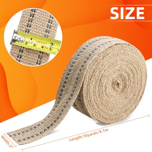 Image of YaeCCC Jute Webbing, 2 inch x 10 Yd Upholstery Strap, Chair Jute Webbing Tape for Chair Repair, Crafting, Burlap Ribbon, Upholstery