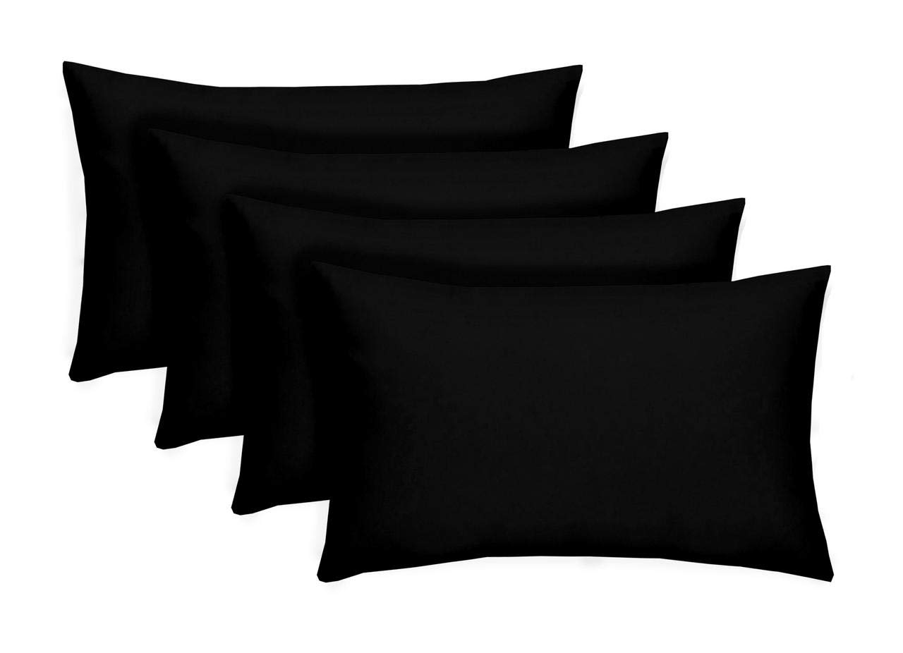 RSH Décor Set of 4 - Indoor/Outdoor Solid Black Decorative Rectangle Lumbar Throw/Toss Pillow - Choose Size and Choose Color