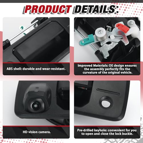 Image of Rear Tailgate Handle w /Backup Camera & Key Hole Comes with RCA Plug for Toyota Tundra 2014-2019 Toyota Tacoma 2016-2020 69090-0C090