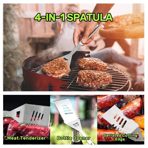 Set de utensilios para parrilla 4 piezas acero inoxidable miniatura 5