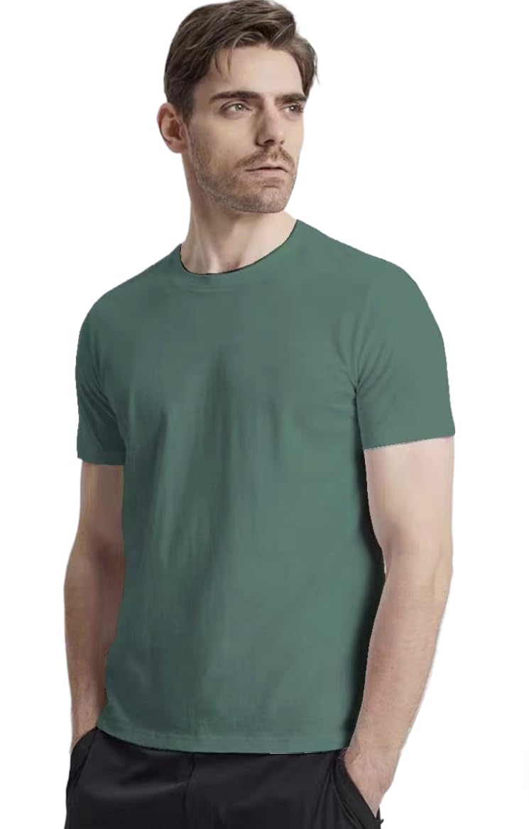Summer Tees 9 Solid Color S-4XL Plain Round Neck T-Shirt Man Quick Dry Basic Gym Sport Casual Tops Short Sleeve Comfortable T-shirt