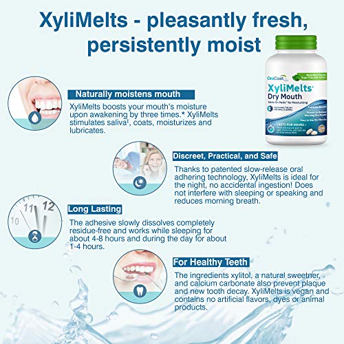 Oracoat XyliMelts for Dry Mouth Night Time or Day - Moisturizing Dry Mouth Adhering Discs, Sugar Free with Xylitol, 230 Count, Mild- Mint Flavor, 8-Hour Relief by Oracoat - Image 5