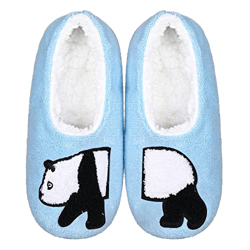 Image of ZYZX Cute Slipper Socks with Grips,Cozy Soft Sole House Slippers for Women | Animal Pattern Warm Safe Non Slip Fleece-lined Fluffy Fuzzy Socks Indoor for Adult,Easy to Wash,Gifts
