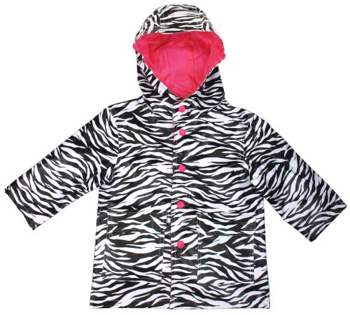 Capelli New York Toddler Girls Sketchy Zebra Stripes Rain Slicker Black Combo 4T