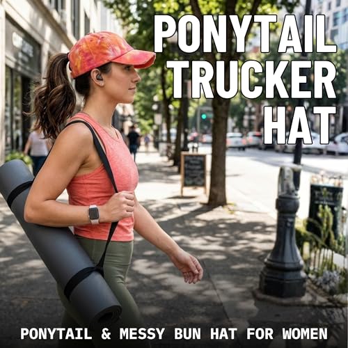 Image of Funky Junque Womens Baseball Cap Dad Hat Ponytail Messy Bun Trucker Ponycap