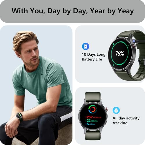 Image of Smart Watch for Men Women, Answer /Make Call, AMOLED Ultra-Clear Screen Activity Trackers with Heart Rate /Sleep /SpO2 Monitor, Smartwatch for iPhone /Samsung /Android, 110+ Sport Modes, 3ATM Waterproof