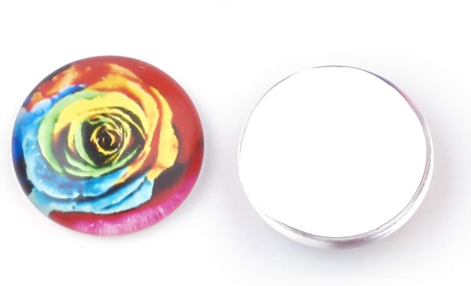 Craftdady 140pcs 18mm Assorted Mosaic Printed Flatback Half Round Glass Dome Cabochons for DIY Jewelry Handcraft Scrapbooking Making