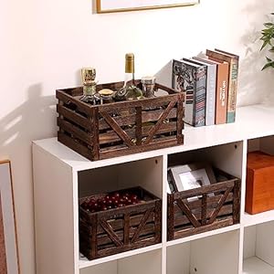 Storage Crate Decorative Wood Crates Wooden Storage Container,Wooden Boxes for Home Nested Crates with Handles,Farmhouse Wood Crates for Storage,Display,Decor Boxes-Brown Set of 3 Storage Crate Decorative Wood Crates Wooden Storage ContainerWooden Boxes for Home Nested Crates with HandlesFarmhouse Wood Crates for StorageDisplayDecor Boxes Brown Set of 3