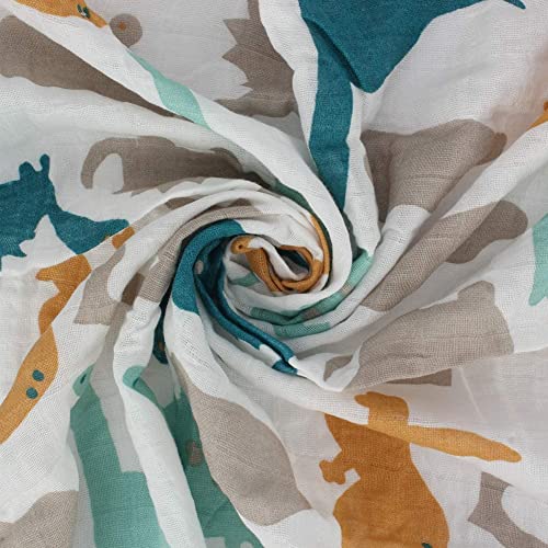 Baby Muslin Swaddle Blankets - Baby Swaddle Blanket For Baby Girl And Baby Boy, Soft Cotton Muslin Swaddle Receiving Blanket, 47 X 47 Inch, Set Of 4, Deer/Owl/Dinosaur/Fox #TOP3