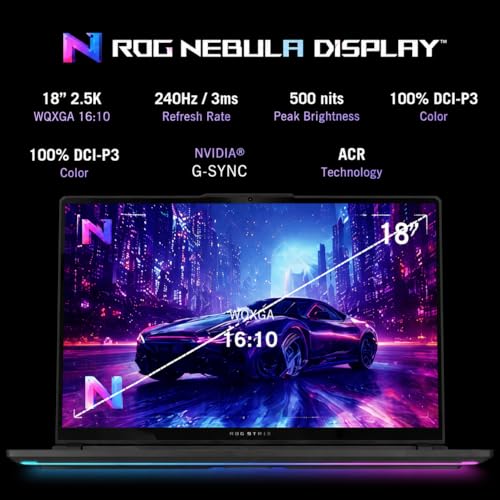 Image of ASUS ROG Strix G18 18-Inch Gaming Laptop, Intel 24-Core Ultra 9 275HX (Up to 5.4GHz), RTX 5060 Laptop GPU, 32 GB DDR5 5600MHz, 1 TB SSD, 18 inch 2.5K WQXGA 240Hz Nebula Display, Wi-Fi 7, Windows 11 Pro