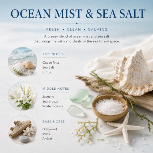 Image of Airkeep Reed Diffuser Set,3.38 fl oz (100 ml) - Ocean Mist&Sea Salt Oil Diffusers with 8 Reed Sticks,Home Fragrance Reed Diffuser for Bathroom Shelf Decor