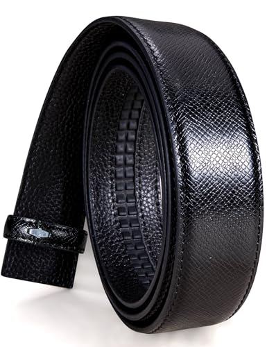 Barry.Wang Ratchet Belt Gold Buckle Tie Set Leather Belts 1 3/8” Trim to Fit Wedding Business Party4