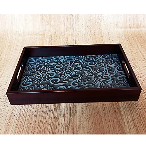 Angira Handicrafts Wooden Serving Tray (Floral Print)