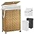 70L Slim Laundry Hamper with Lid & Wheels, Rolling Laundry Basket with 2 Removable Liner Bags & 3 Mesh Bags, Narrow Dirty Clothes Basket, Foldable Handwoven Rattan Laundry Sorter, Natural