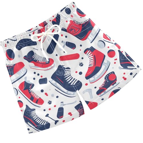 Pigsaly Boys Swim Trunks Hockey Sports Snowflakes Red Boys Board Shorts Swimsuit Swimwear Summer Bathing Suit 3T