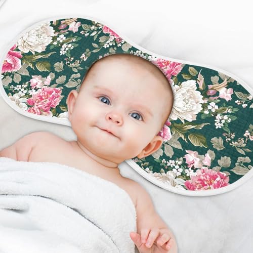 J JOYSAY Blossom Floral Green Baby Burp Cloths for Boys Girls Large 22''x11'' Cotton 4 Layer Spit Up Burp Rags for Drool one sizex44