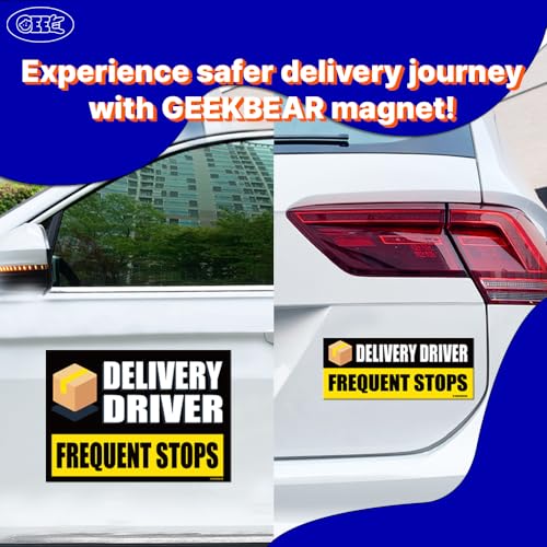 Image of GEEKBEAR Delivery Driver Car Magnet - Eye-Catching, Reflective, Weather-Resistant - Set of 3 (Black)