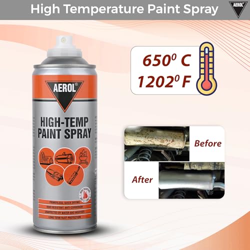 Image of AEROL High-Temp Paint Spray, Grade 6351 (300 g, Silver) - Primerless, Heat-Resistant Anti-Corrosion Coating for Silencers, Furnaces, Generators, and Barbeque Equipment