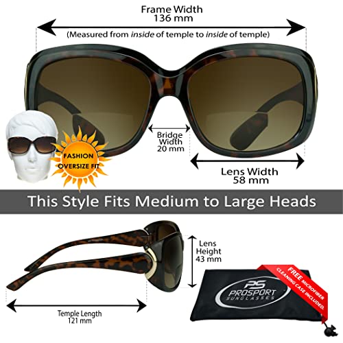 proSPORT Sexy Bifocal Sunglasses for Women. Black, Tortoise Shell Brown or Animal Pattern Frame with Metal Accent.2