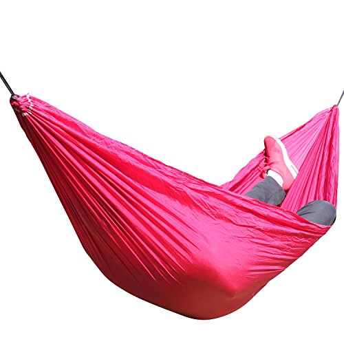 Canyonlands - Hamac en soie de parachute 140 x 280 cm - capacité de charge jusqu'à 110 kg - livré avec un sac de transport pratique - Disponible en différents modèles - Rouge
