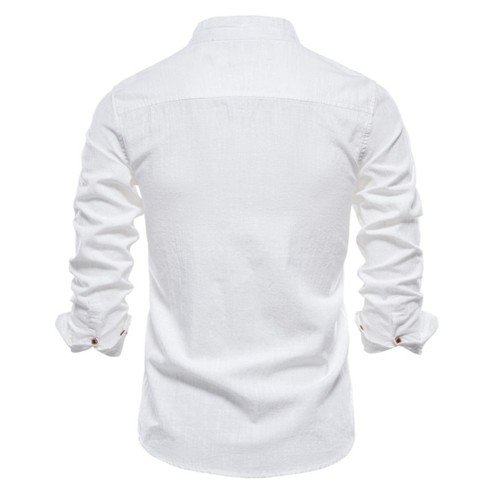 Camisa social de algodón de primavera para hombre, color liso, manga larga, con solapa, casual, para hombre