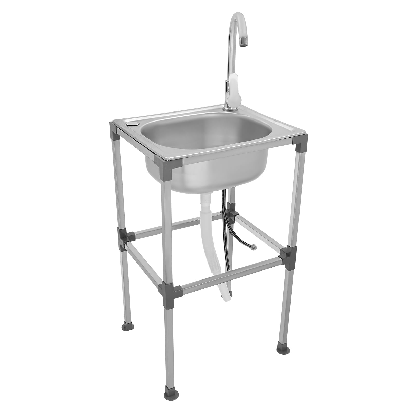 Évier de cuisine inox autoportant extérieur intérieur avec robinet et tuyaux