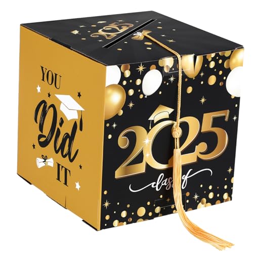 FUNOMOCYA Graduation Message Box Card Holder for Graduation Season Easy to Assemble Box with Top Opening Lightweight Design for College Parties and Celebrations