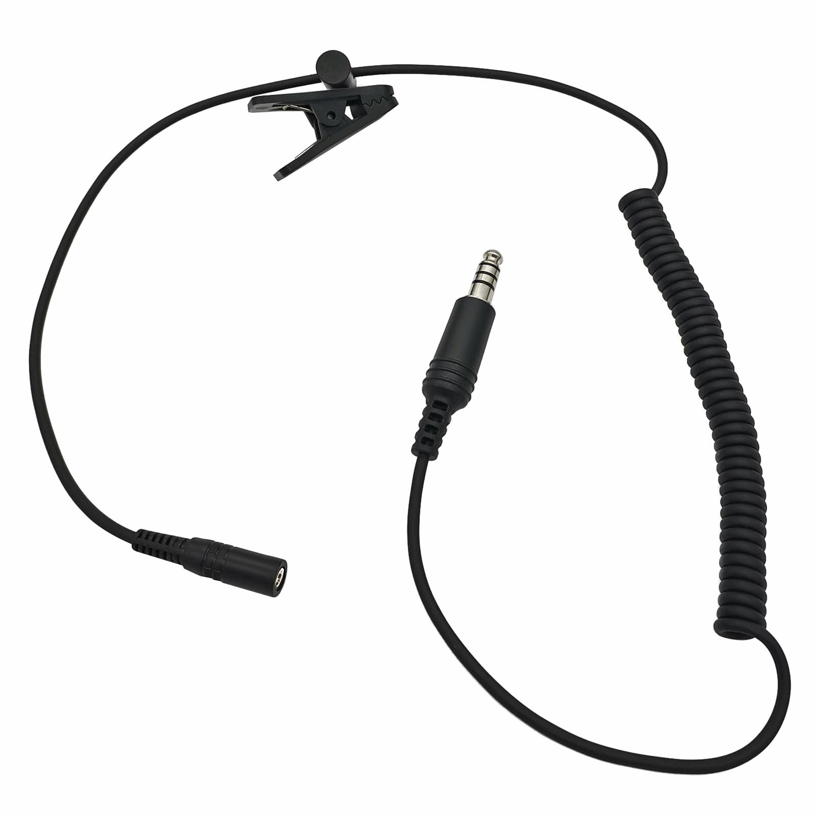 U174 U-174 Adapter U Plug to 3.5mm GA Headset Airplane General Aviation Headphone Coil Extension Cable(7.0mm Male Jack,3.5mm Female Socket,Civilian Wiring,Wired,Black)-image-35