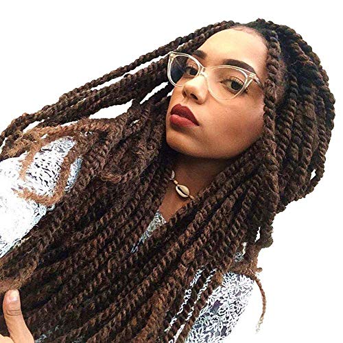 4 Packs Marley Braiding Hair Ombre Marley Hair for Twist Braids Afro Kinky Curly Twist Crochet Braiding Hair Exthension 18 Inch Synthetic Hair(T1B/30#)