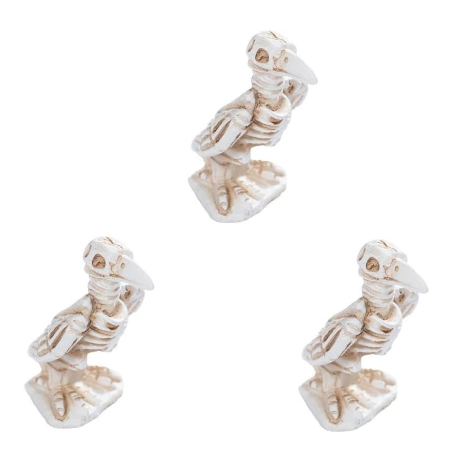 BYUWFGF 3 Pcs Mini Resin Skull Crows Bulk Black Raven Figurines, Realistic Gothic Miniature Decor for Halloween Displays, Dollhouse Home/Garden Scene Ornament Photography Prop Horror Atmosphere