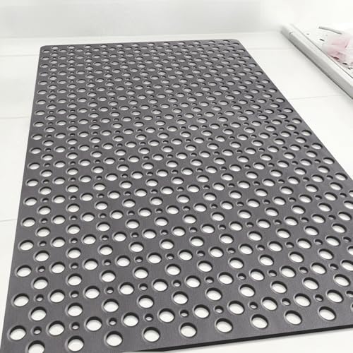 Mofonky Alfombrilla de ducha antideslizante: 90 x 60 cm, alfombrilla de ducha grande para interior – TPE suave antideslizante antimoho ducha larga mate con grandes agujeros de drenaje