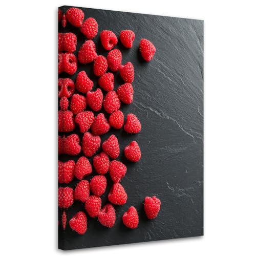 Feeby - Peinture sur toile pour la cuisine - Fruits rouges framboises - 30x45 1partie - Salon...