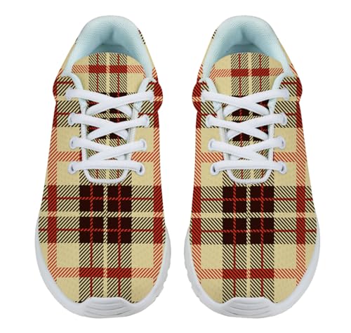 Buffalo Plaid Beige Black Red Shoes for Women Men Trail Running Casual Fashion Sneakers Slip-on Tennis Shoes